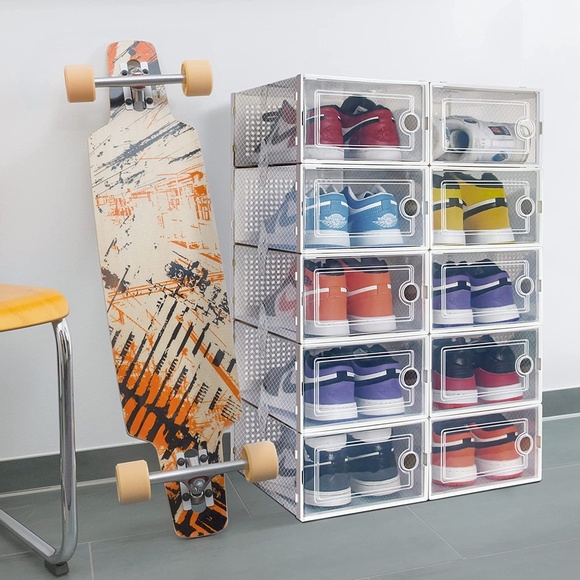 15  Pack Stackable Shoe Organizer Front Opening Lids, Ventilation & Dust-Proof - Picture 3 of 9